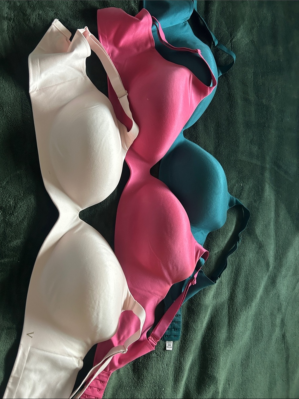 Victoria's Secret Smooth T-Shirt Bras in White, Pink, Teal